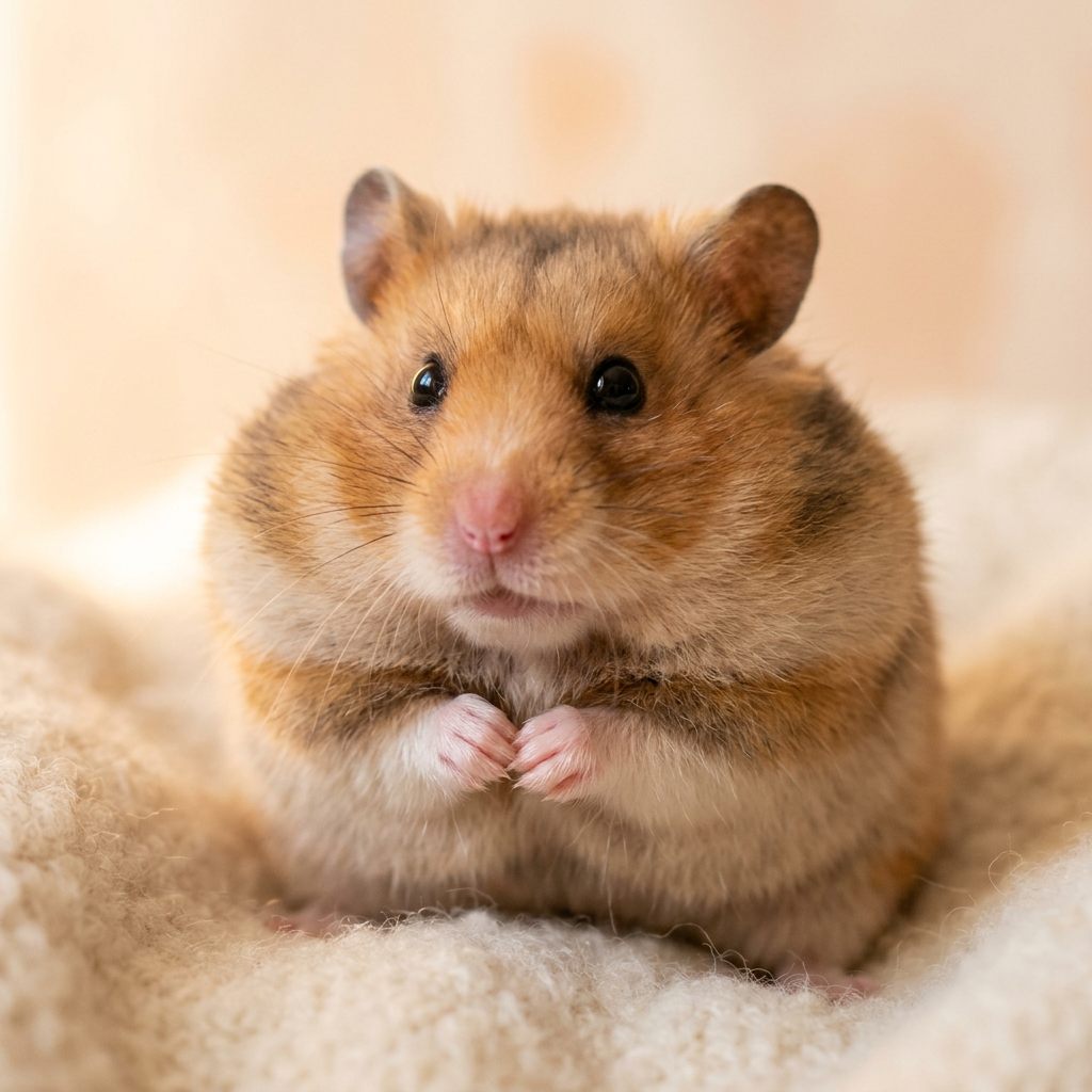 Sample log: hamster with its paws pressed together, eyes wide