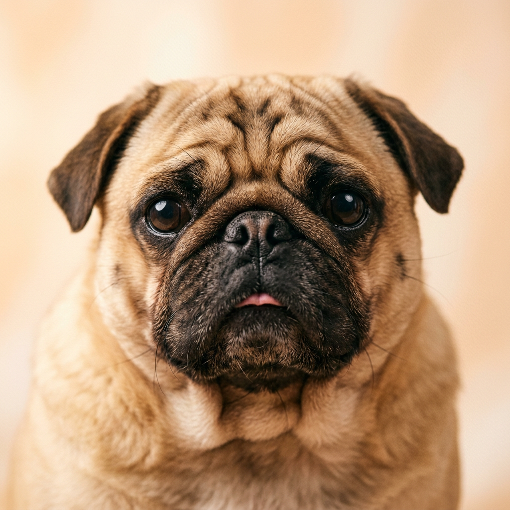 Sample log: pug with drooping eyes and a deep frown